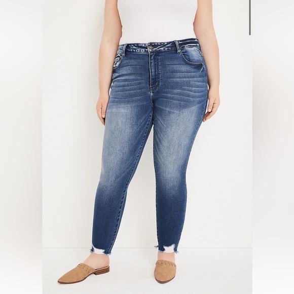 KanCan Jeans Plus Size Kancanm Skinny Highrise Dark Ripped Hem Jean